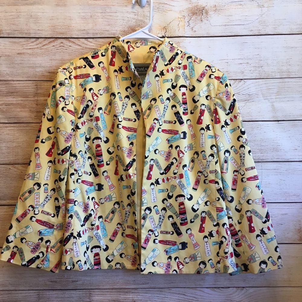 NOUVEAUX YELLOW BLAZER IN ASIAN DOLL PRINT‎